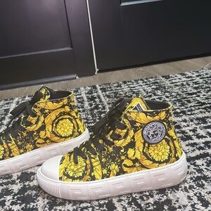 Versace Black and Yellow High-Top Sneakers